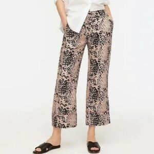 NWT J Crew Peyton Pant High Rise Leopard Print Linen Tencel Blend Wide Leg Sz 10